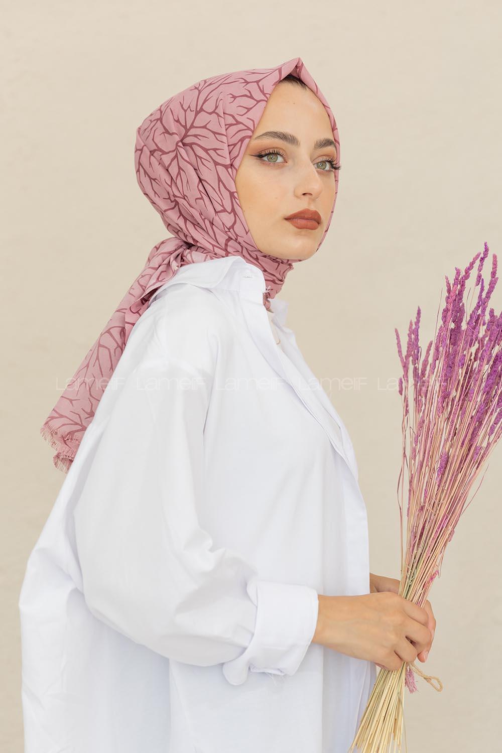 Modalamelif Pudra Rengi Ağaç Dalı Şal