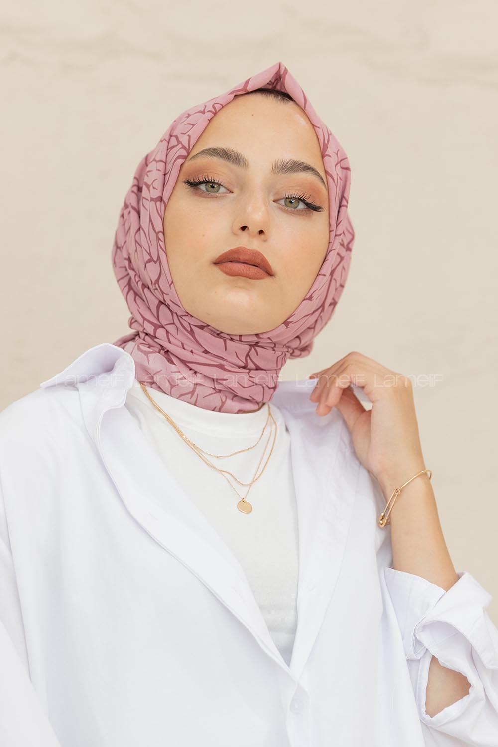 Modalamelif Pudra Rengi Ağaç Dalı Şal