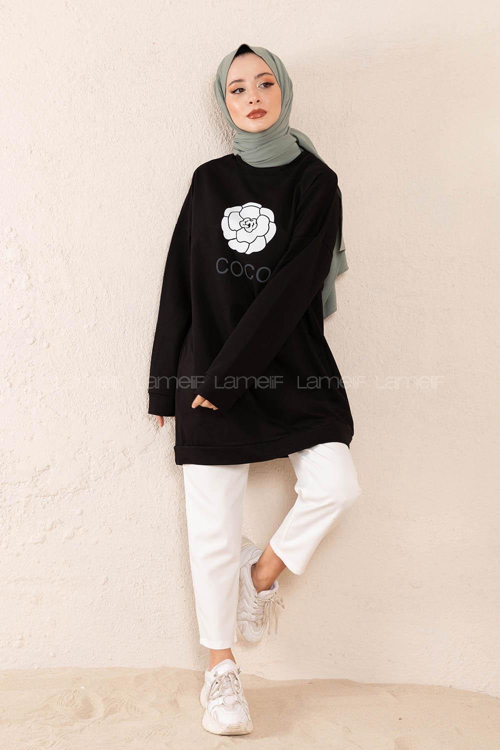 Modalamelif Coco Baskılı Sweatshirt Siyah