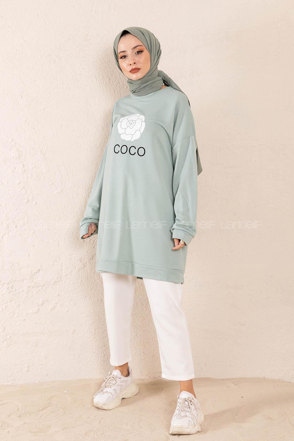 Modalamelif Coco Baskılı Sweatshirt Su Yeşili