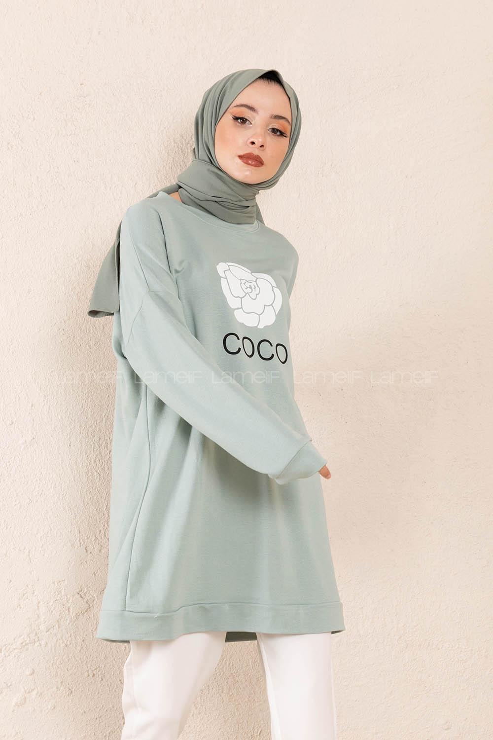 Modalamelif Coco Baskılı Sweatshirt Su Yeşili