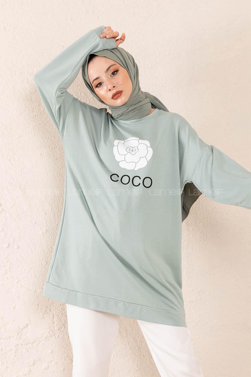Modalamelif Coco Baskılı Sweatshirt Su Yeşili