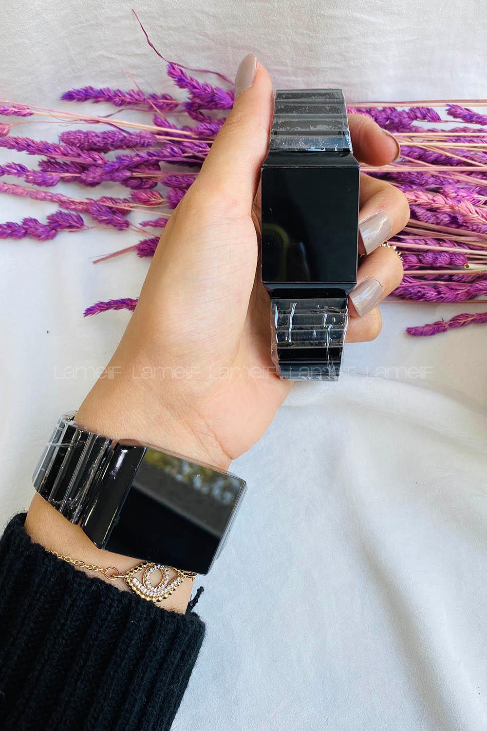 Modalamelif Dokunmatik Led Vintage Siyah Saat