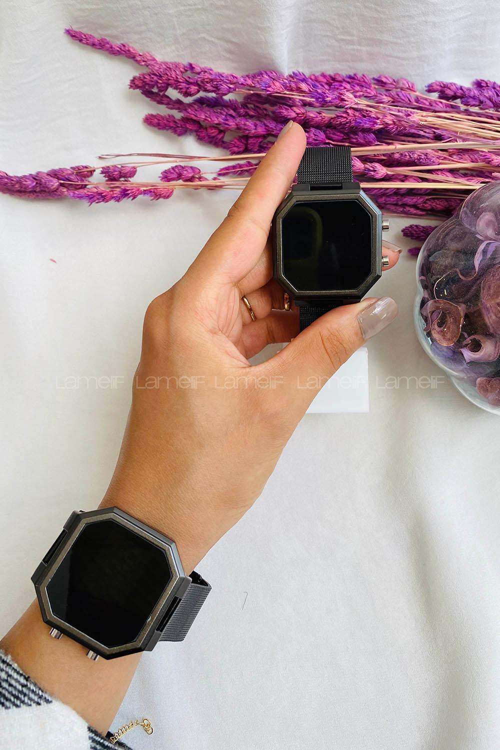 Modalamelif Hasır Kordon Dokunmatik Sekizgen Saat