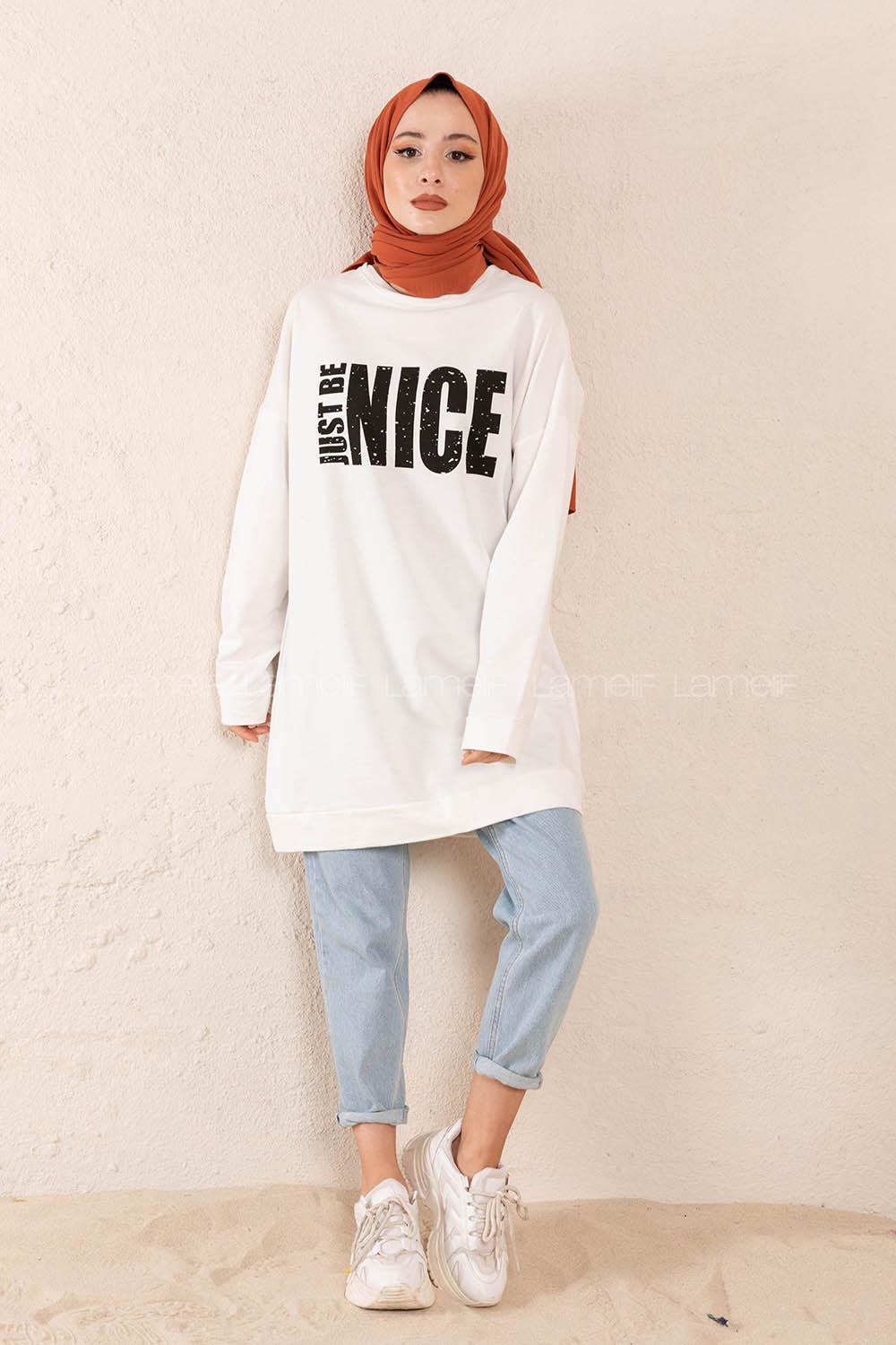 Modalamelif Just Be Nice Sweatshirt Beyaz