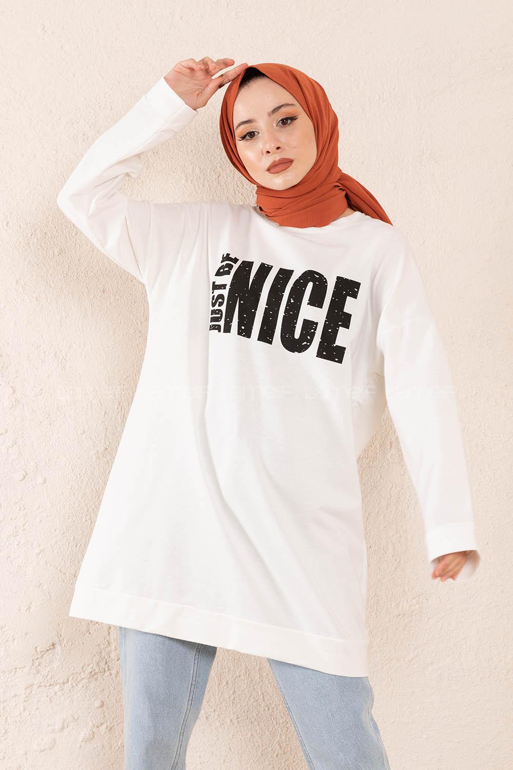 Modalamelif Just Be Nice Sweatshirt Beyaz