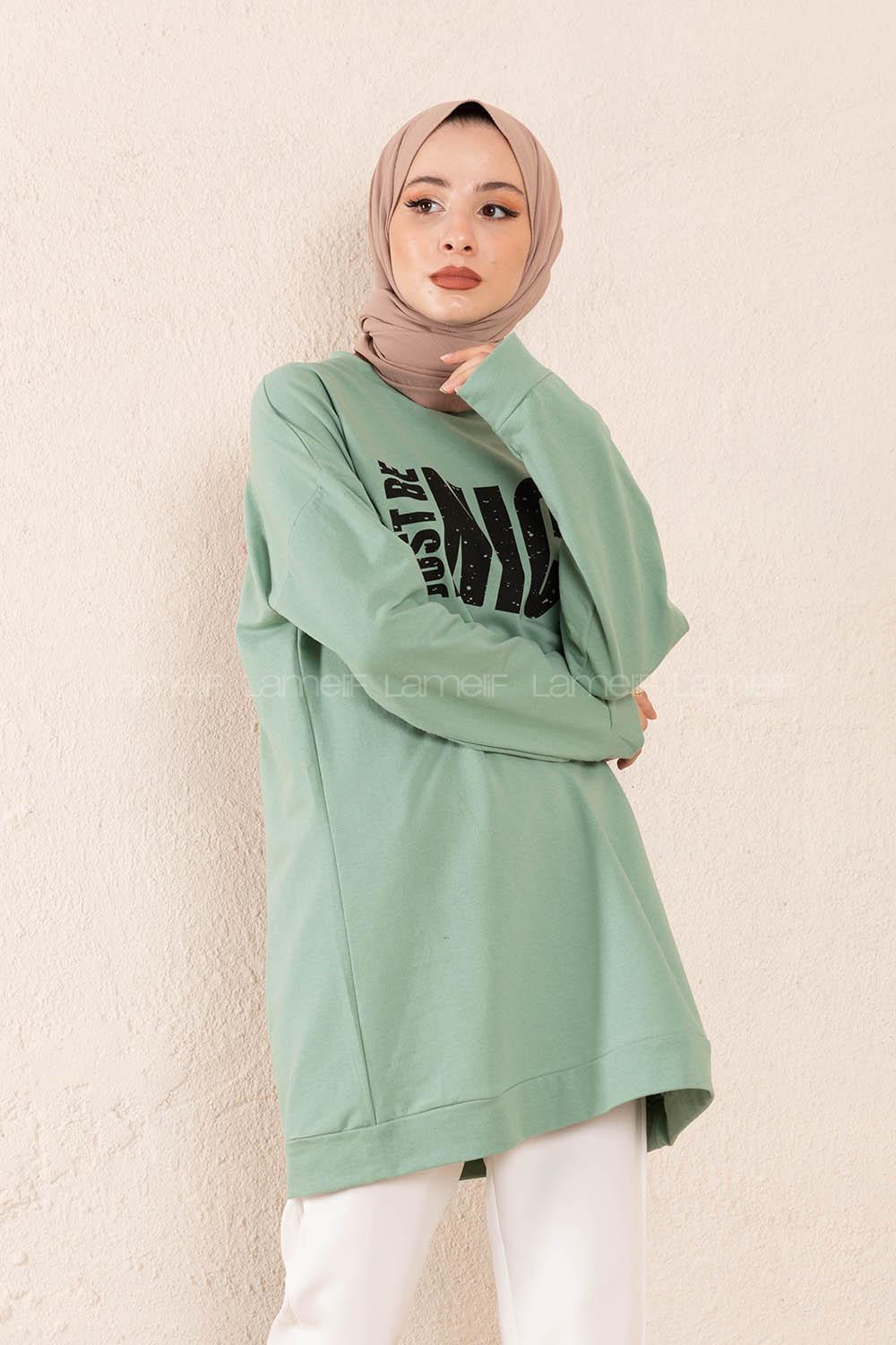 Modalamelif Just Be Nice Sweatshirt Çağla Yeşili