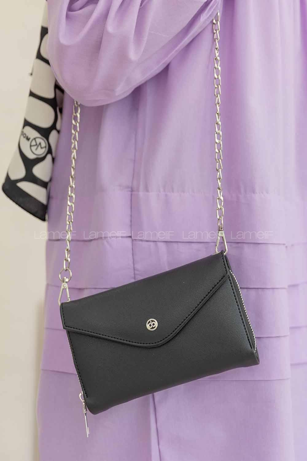 Modalamelif Parlak Renk Cüzdan Çanta Siyah