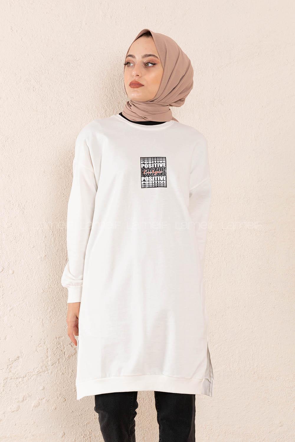 Modalamelif Positive Baskılı Tunik Beyaz