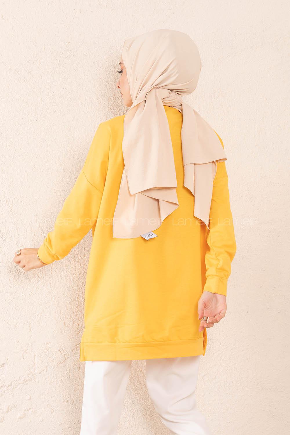 Modalamelif Craft Yazı Baskılı Sweatshirt Hardal Sarısı