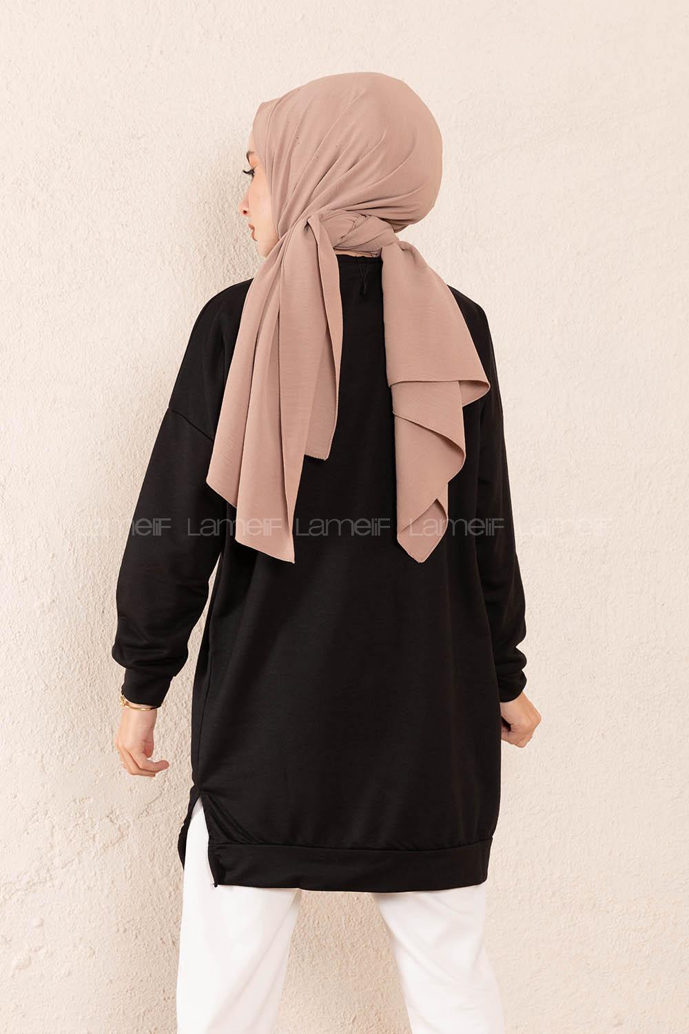 Modalamelif Craft Yazı Baskılı Sweatshirt Siyah