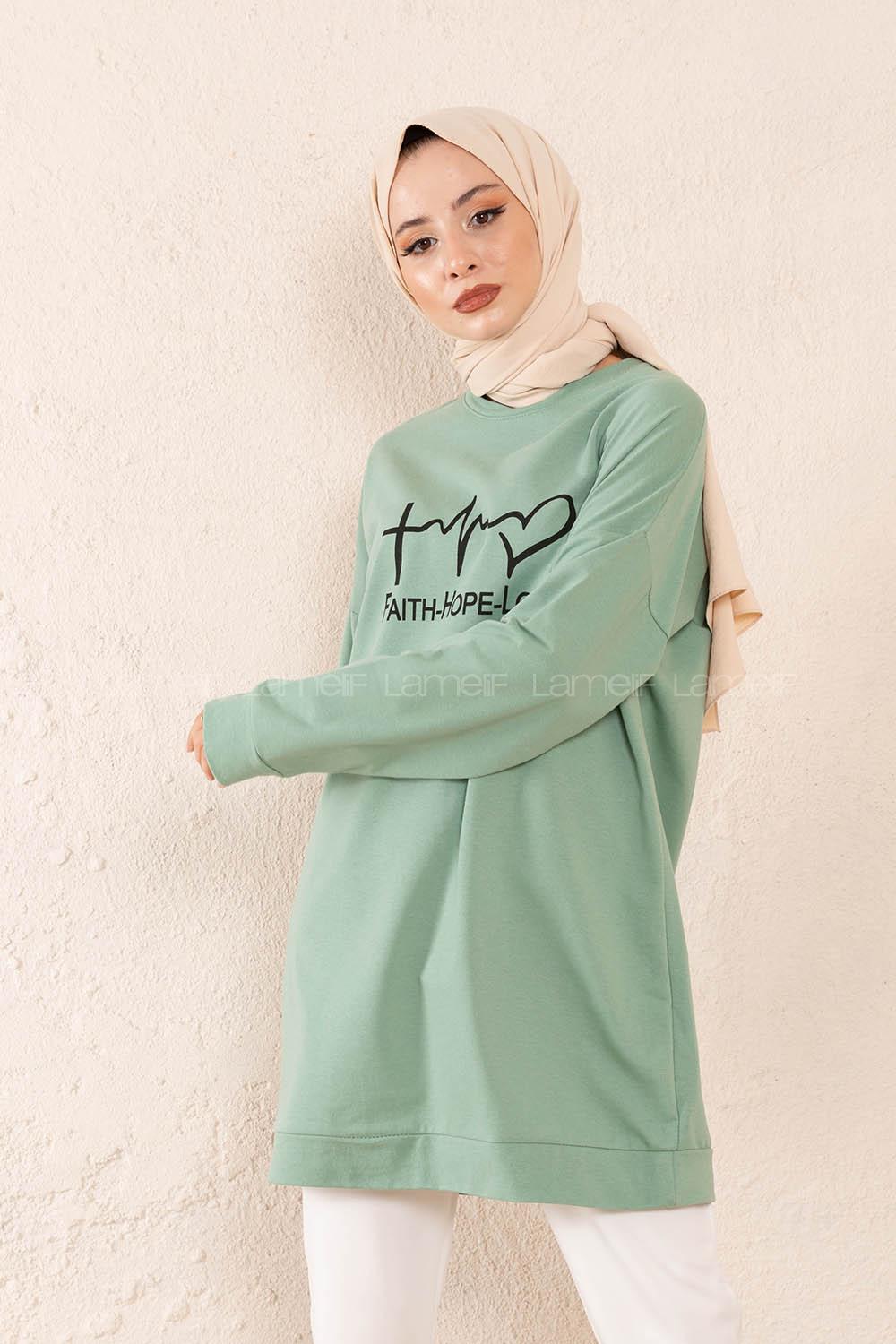 Modalamelif Hope Love Baskılı Sweatshirt Çağla