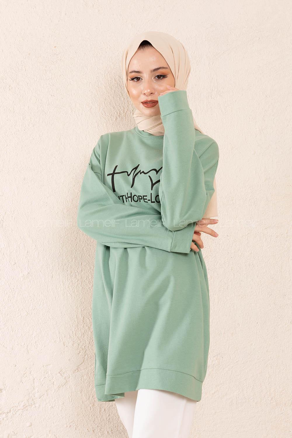 Modalamelif Hope Love Baskılı Sweatshirt Çağla