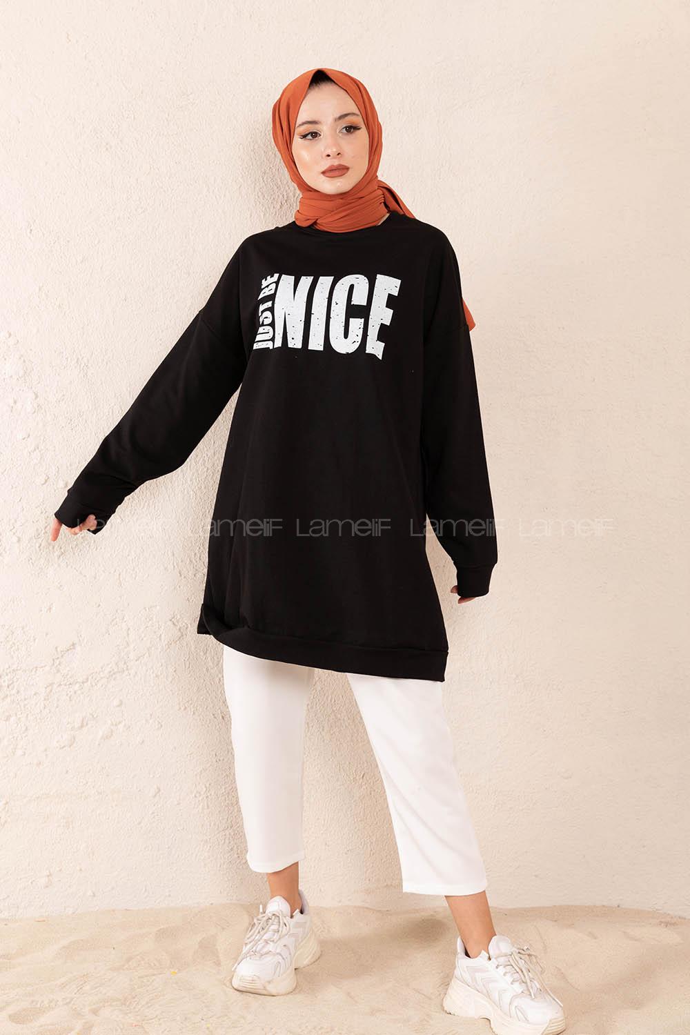 Modalamelif Just Be Nice Sweatshirt Siyah