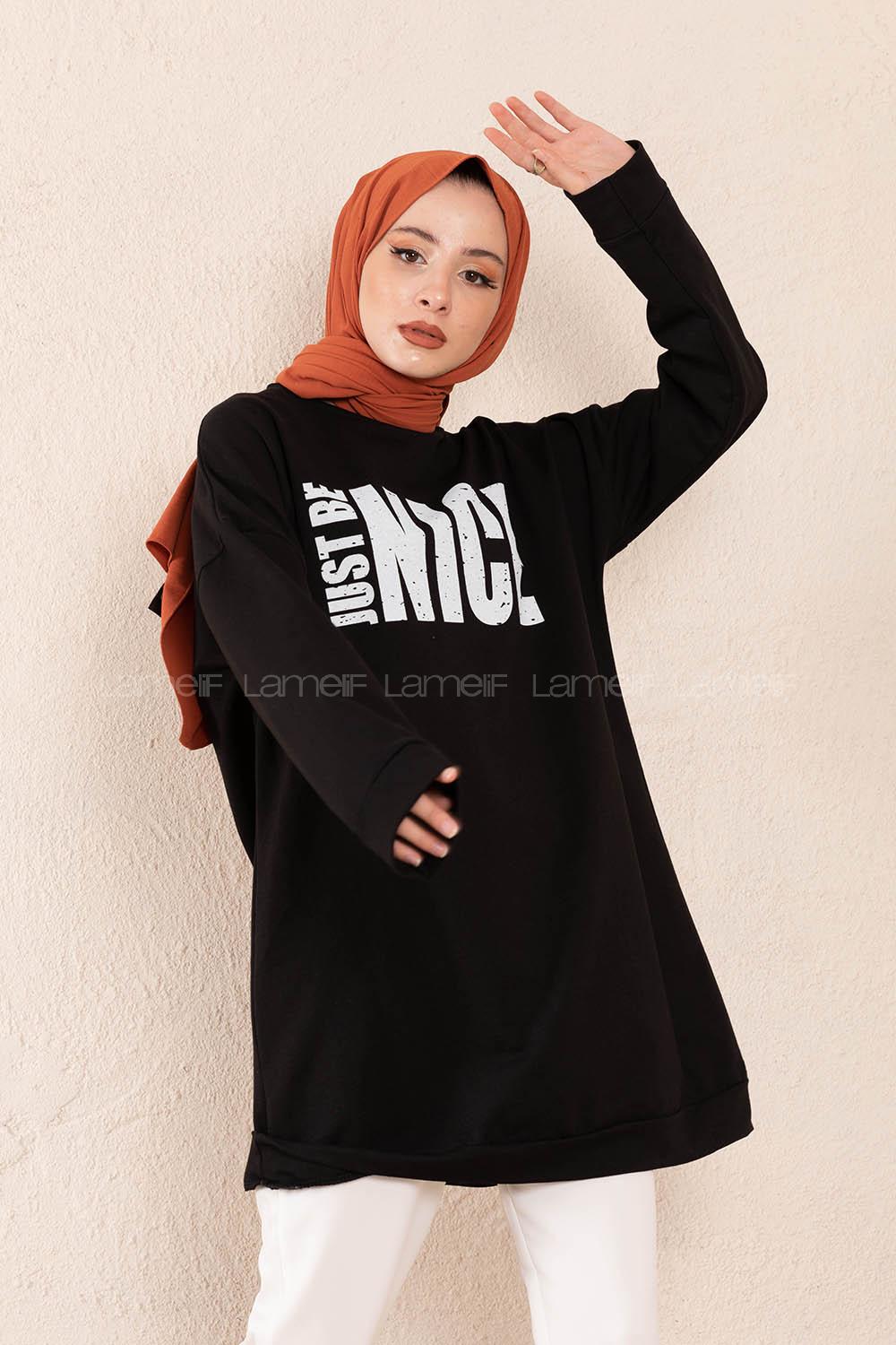 Modalamelif Just Be Nice Sweatshirt Siyah