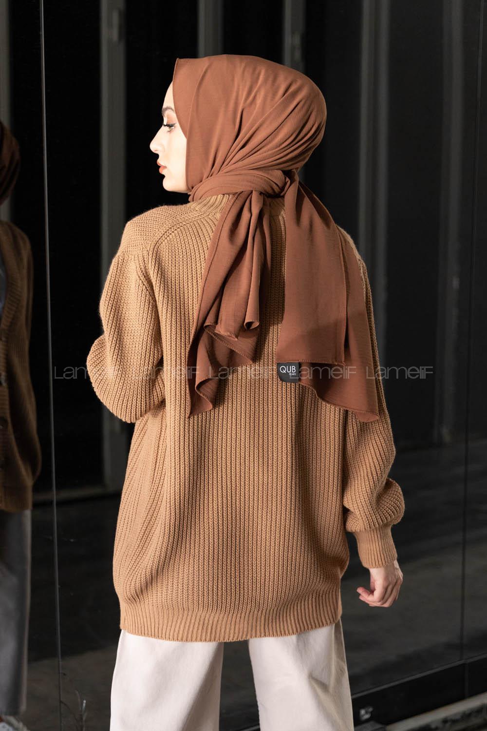 Modalamelif Önü Düğmeli Hırka Karamel