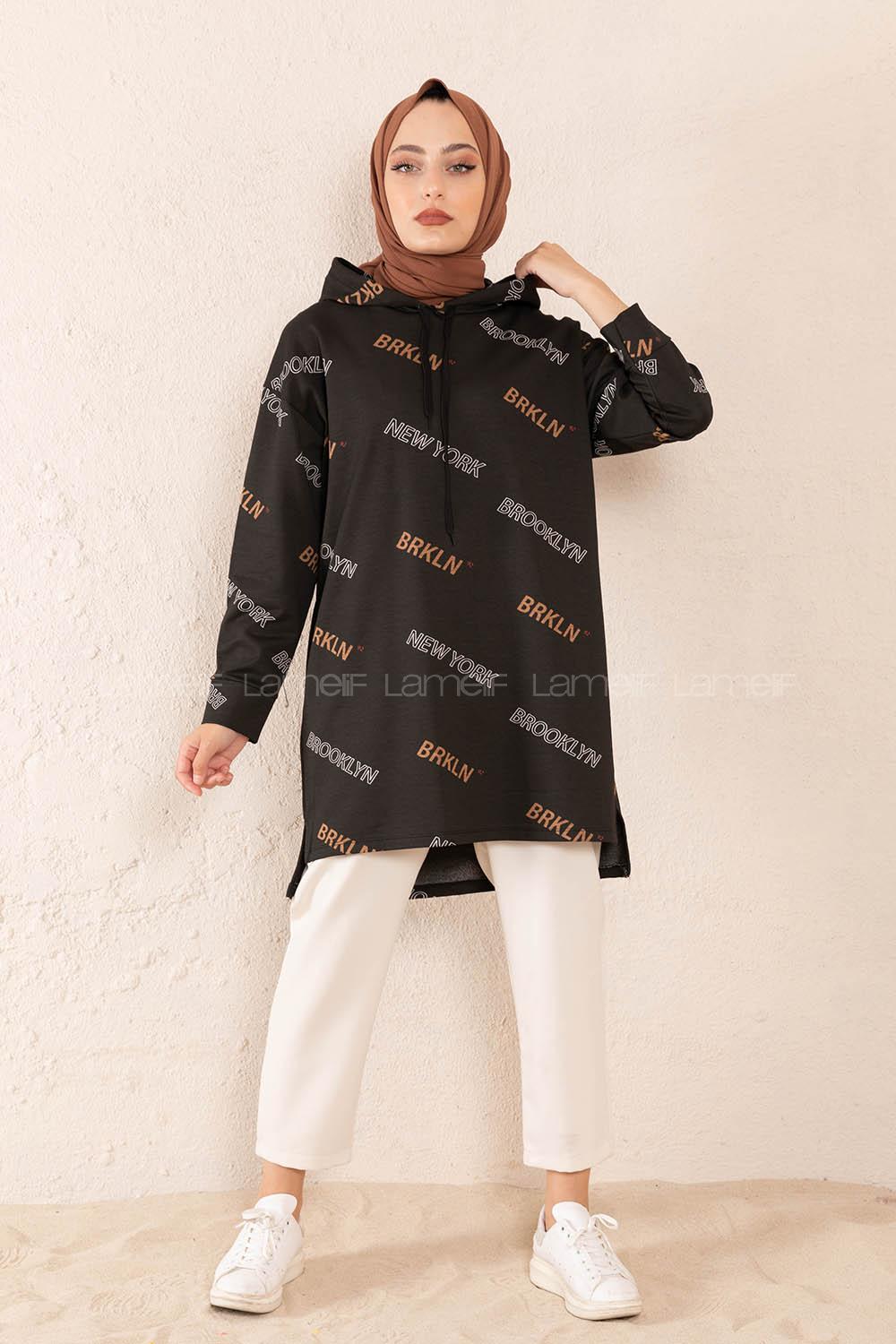 Modalamelif Brooklyn Baskılı Tunik Siyah
