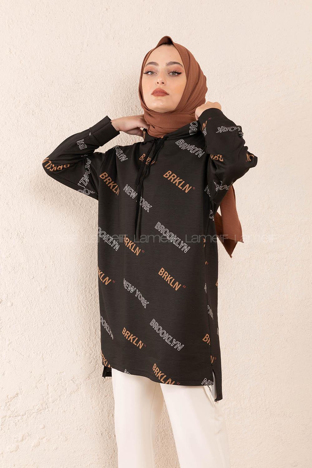 Modalamelif Brooklyn Baskılı Tunik Siyah