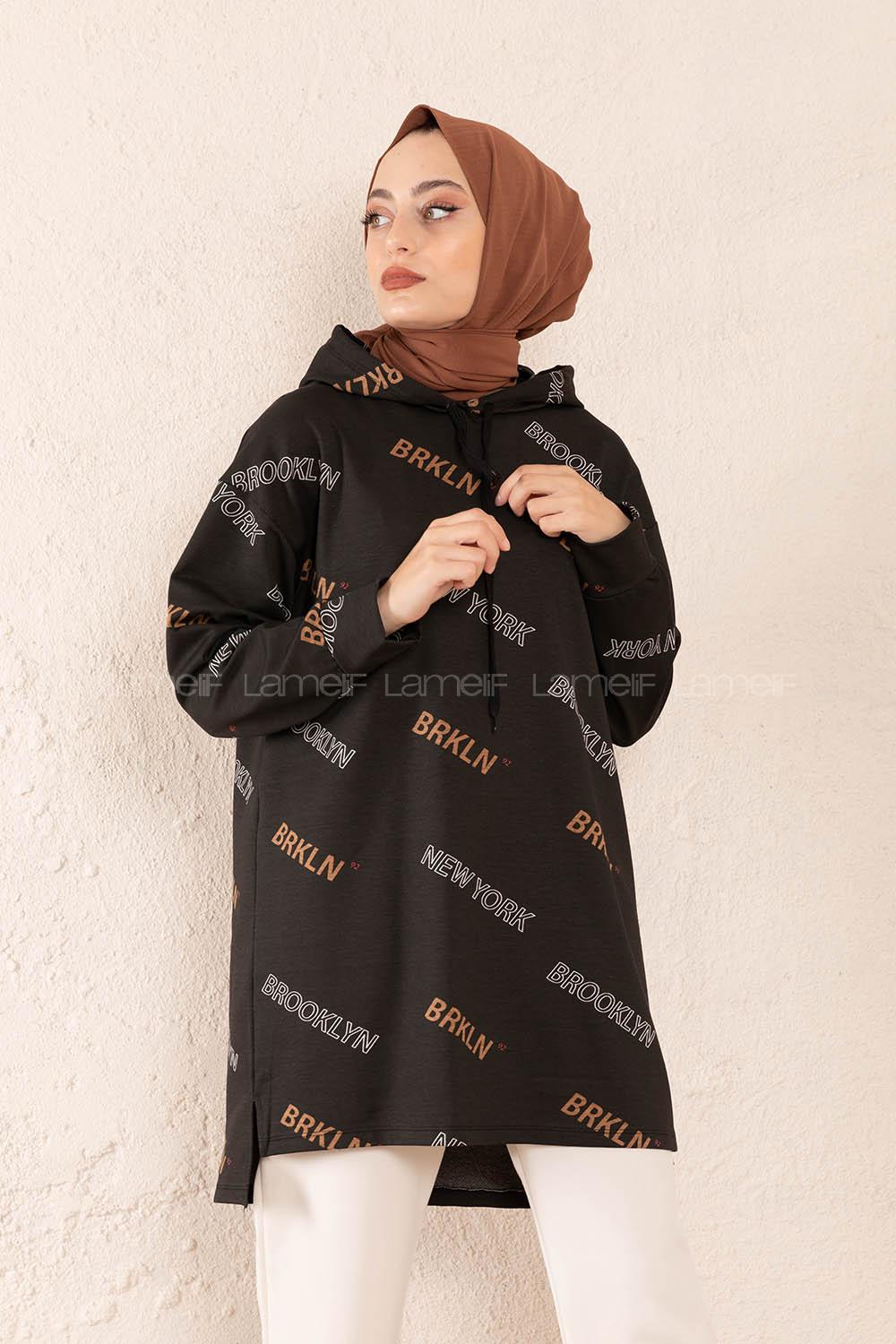 Modalamelif Brooklyn Baskılı Tunik Siyah