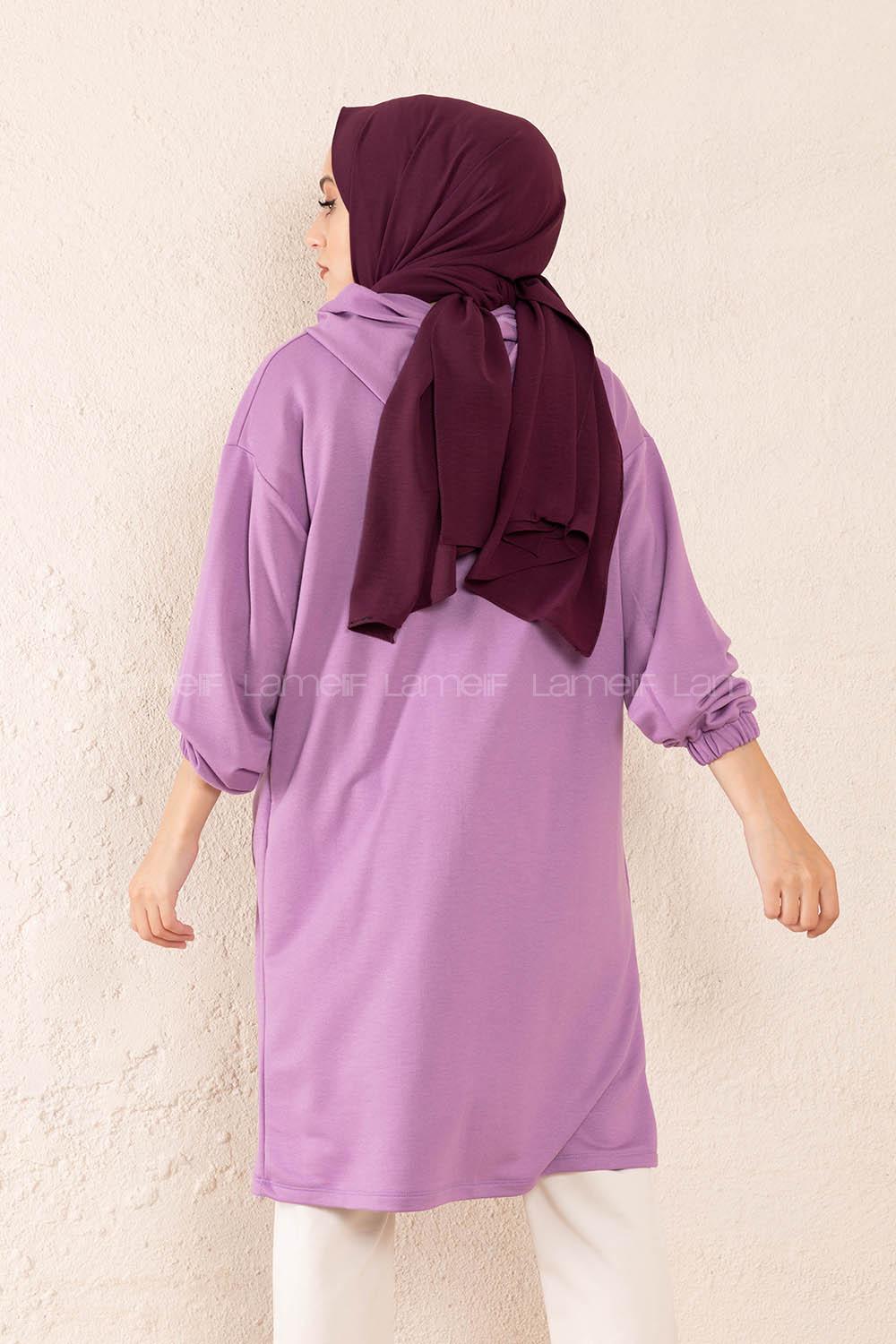 Modalamelif Gizli Cepli Fermuarlı Hırka Lila
