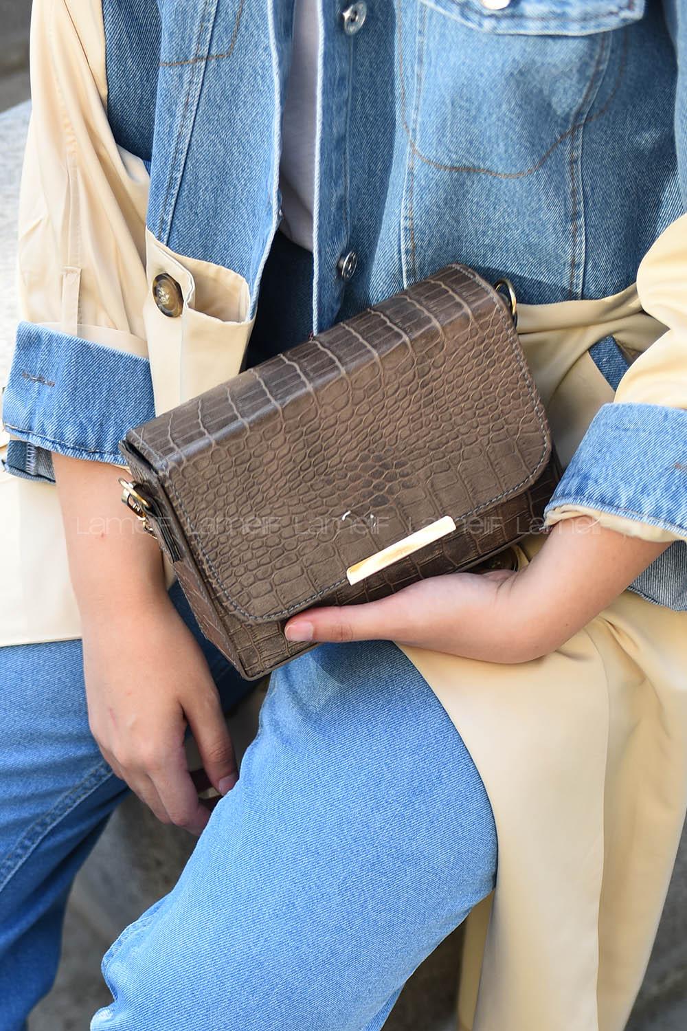 Modalamelif  Kutu Çapraz Çanta Soft Kahve