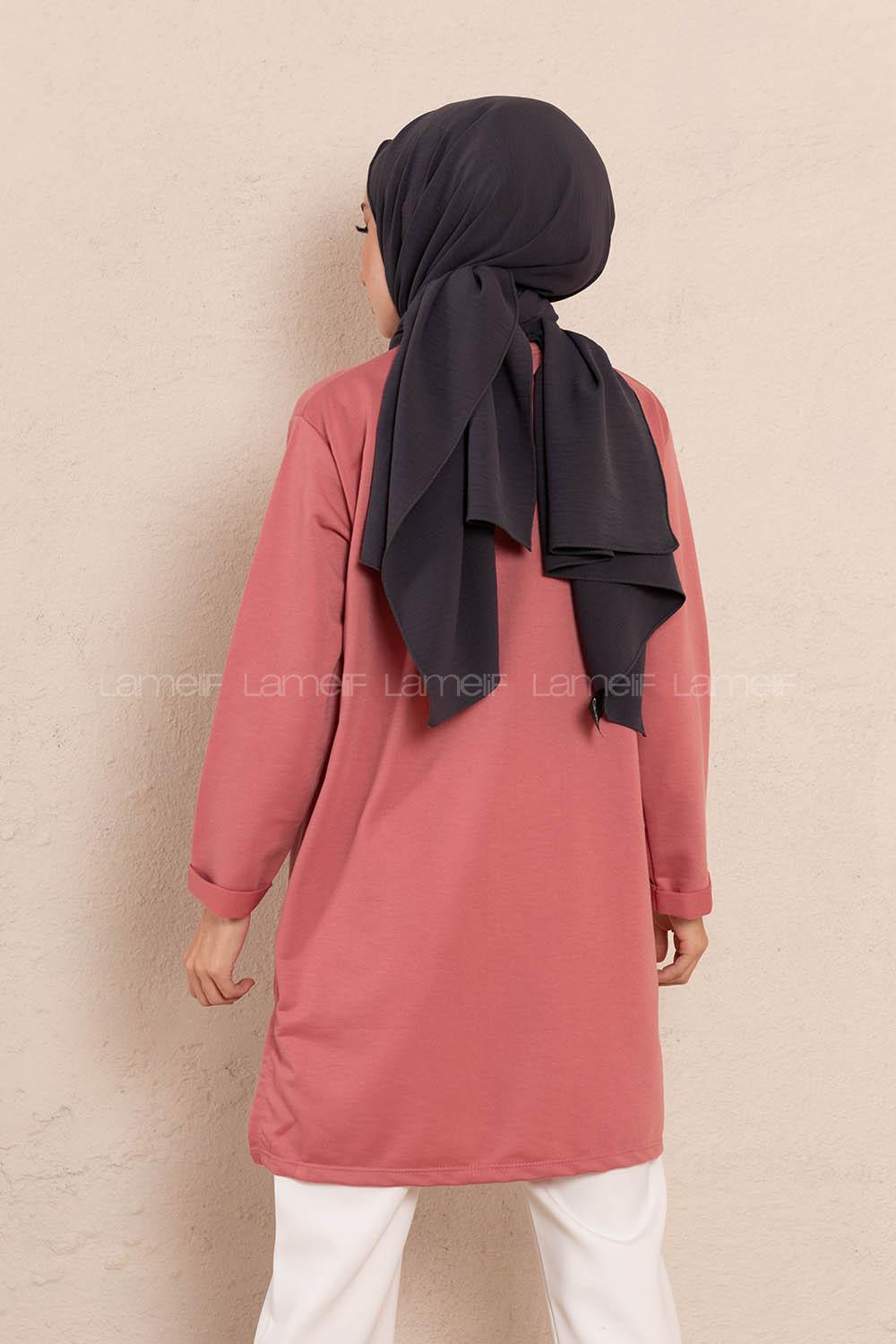 Modalamelif Düşük Kol More Baskılı Tunik Gül