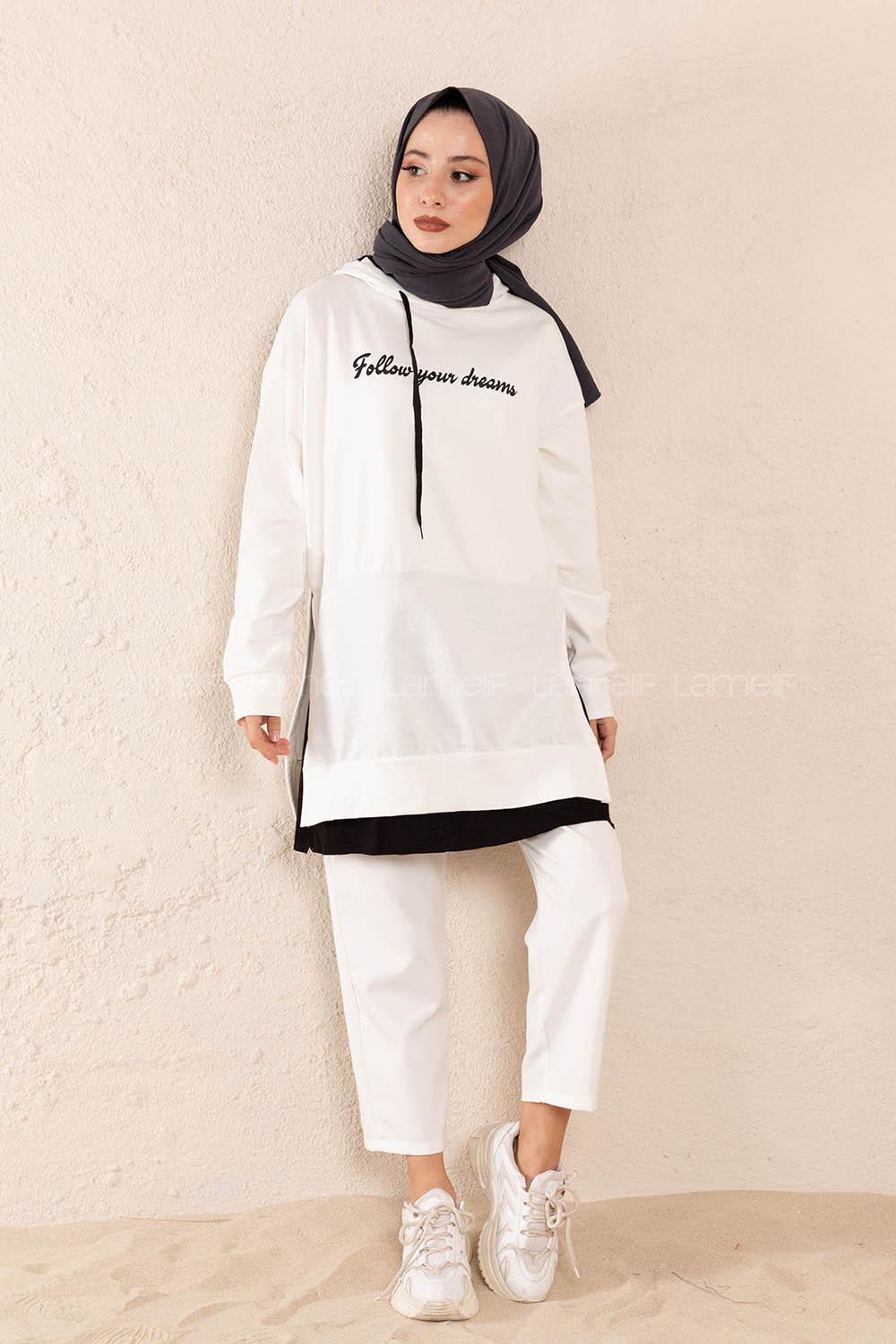 Modalamelif Eteği Garnili Dreams Tunik Beyaz