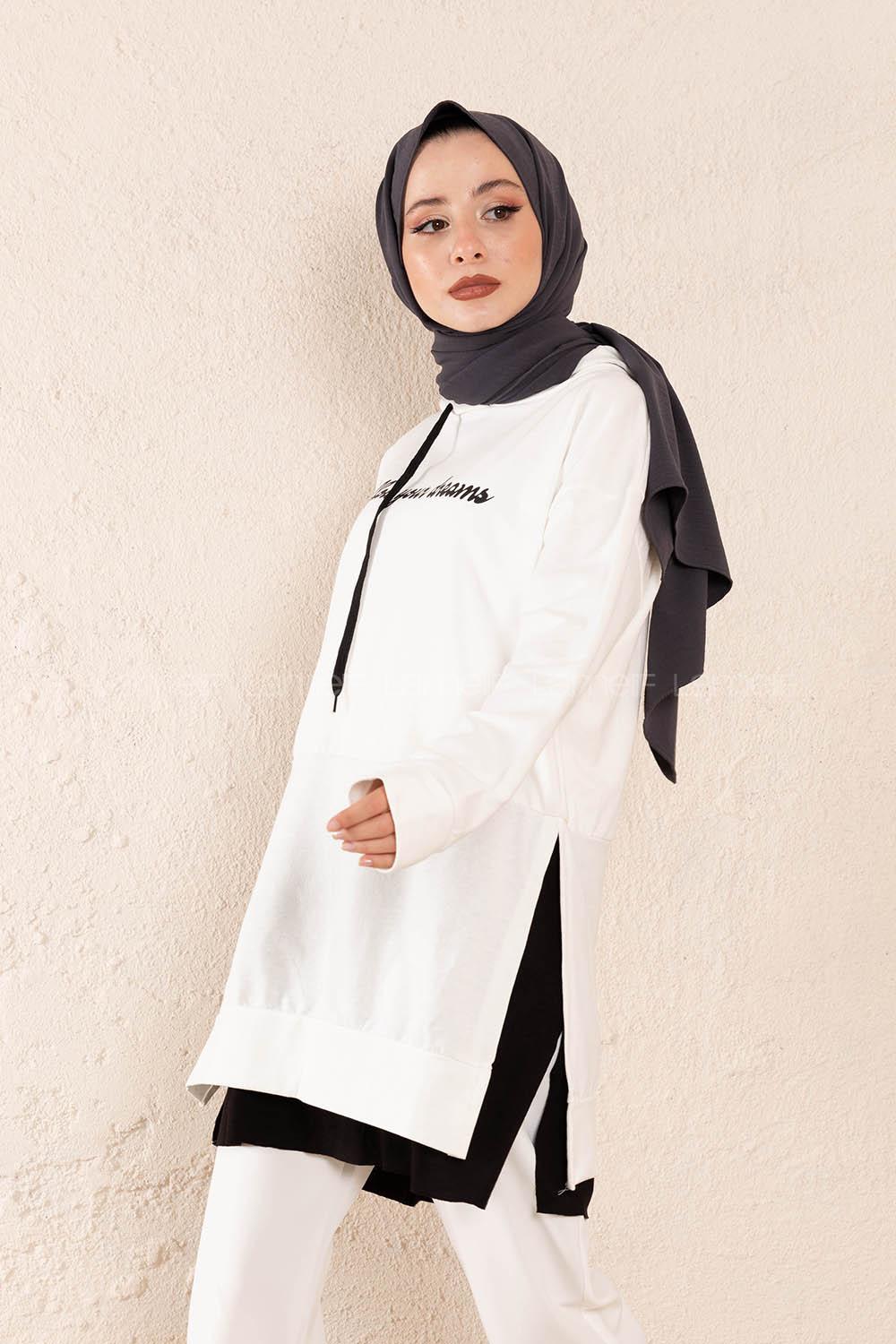 Modalamelif Eteği Garnili Dreams Tunik Beyaz