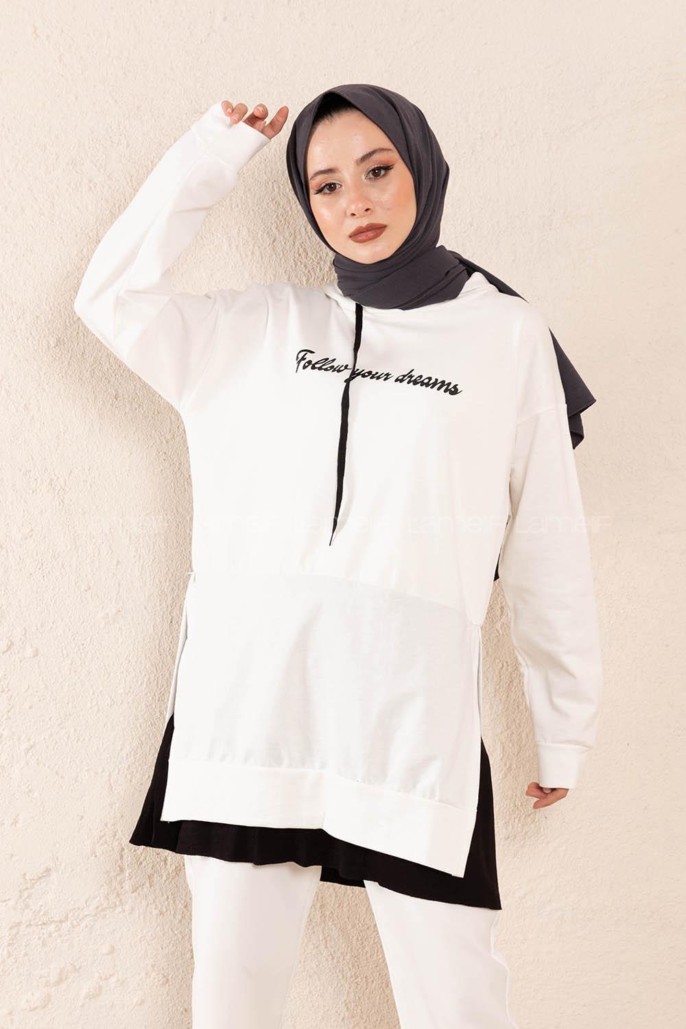 Modalamelif Eteği Garnili Dreams Tunik Beyaz
