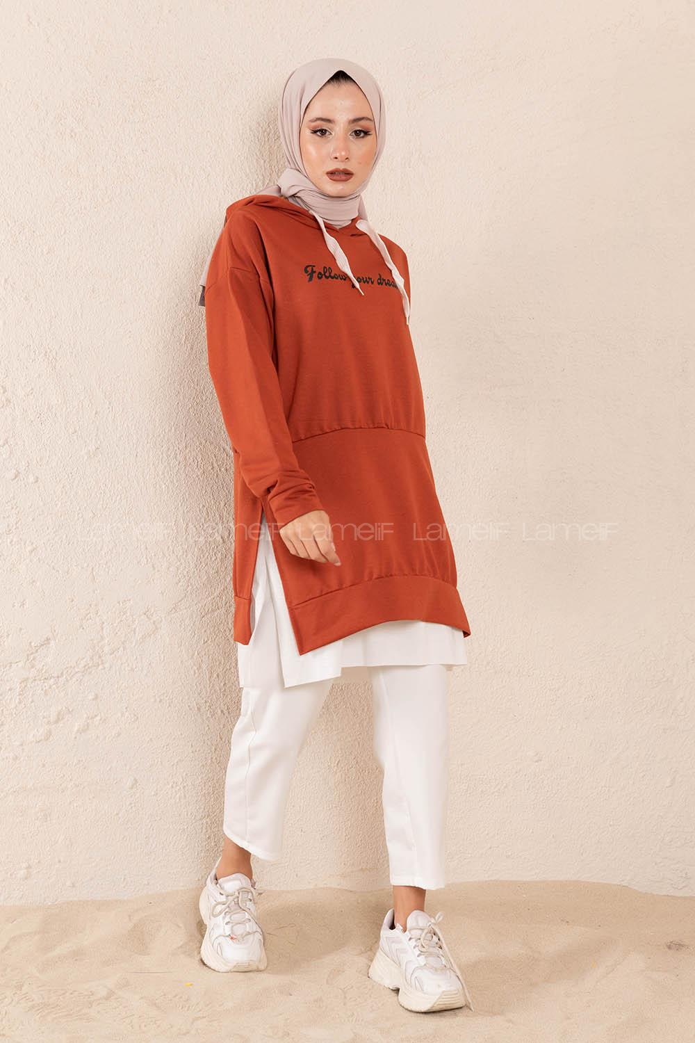 Modalamelif Eteği Garnili Dreams Tunik Koyu Kiremit