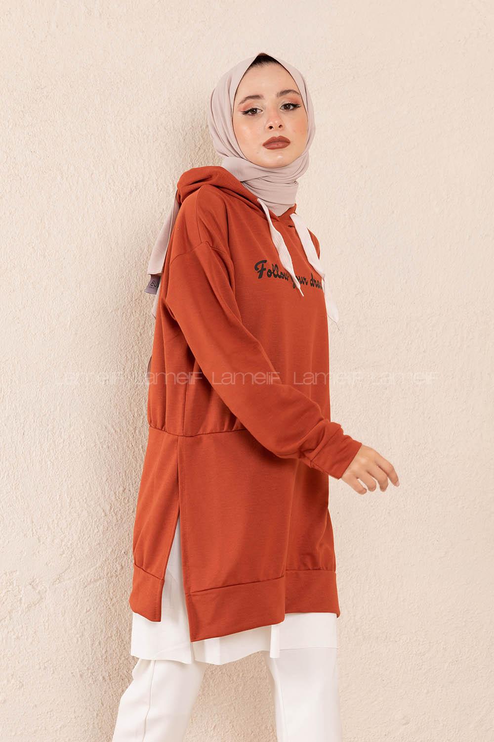 Modalamelif Eteği Garnili Dreams Tunik Koyu Kiremit