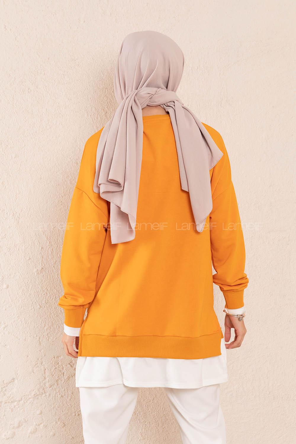 Modalamelif Etek Garnili Sweatshirt Hardal Sarısı