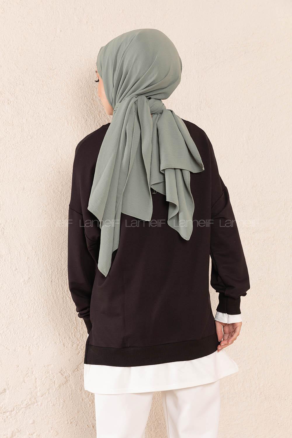 Modalamelif Etek Garnili Sweatshirt Siyah