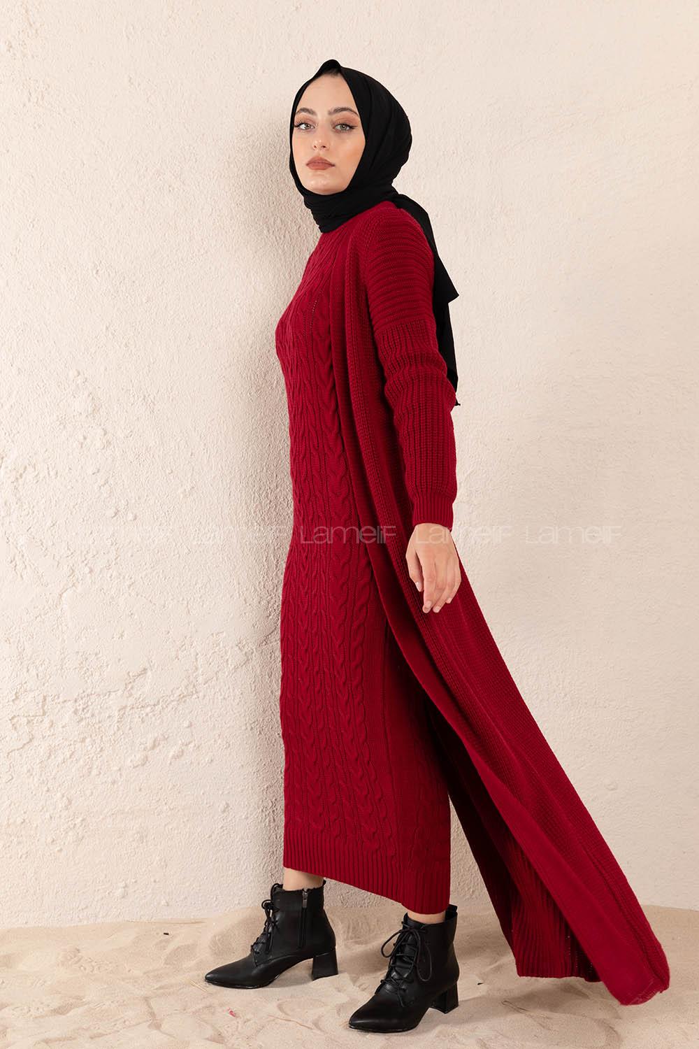 Modalamelif Fitilli Triko İkili Takım Bordo