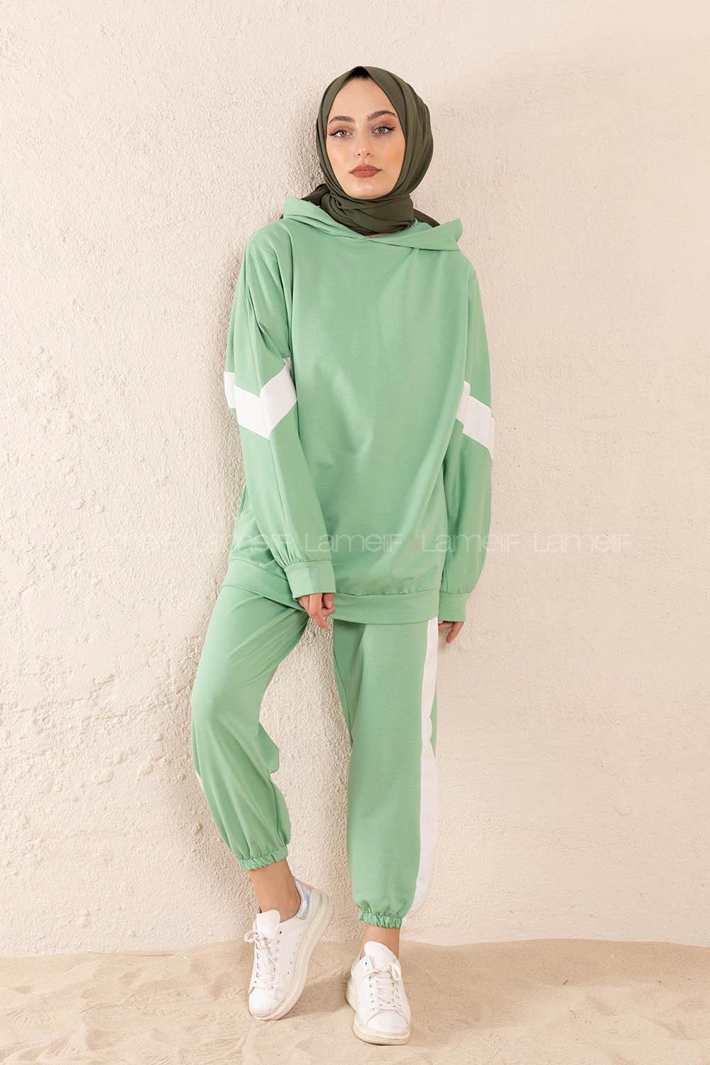 Modalamelif Yanları Şeritli İkili Takım Çağla Yeşili