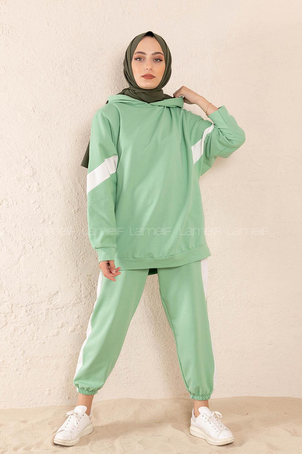 Modalamelif Yanları Şeritli İkili Takım Çağla Yeşili