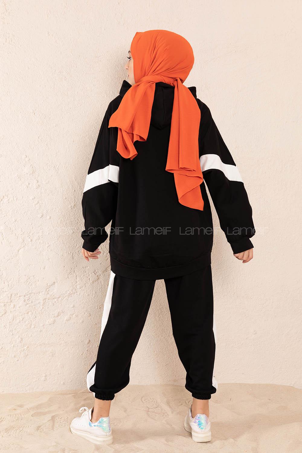 Modalamelif Yanları Şeritli İkili Takım Siyah