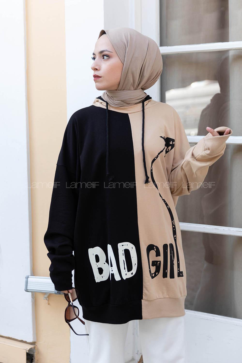 Modalamelif Bad Gırl Kapşonlu Sweatshirt Sütlü Kahve