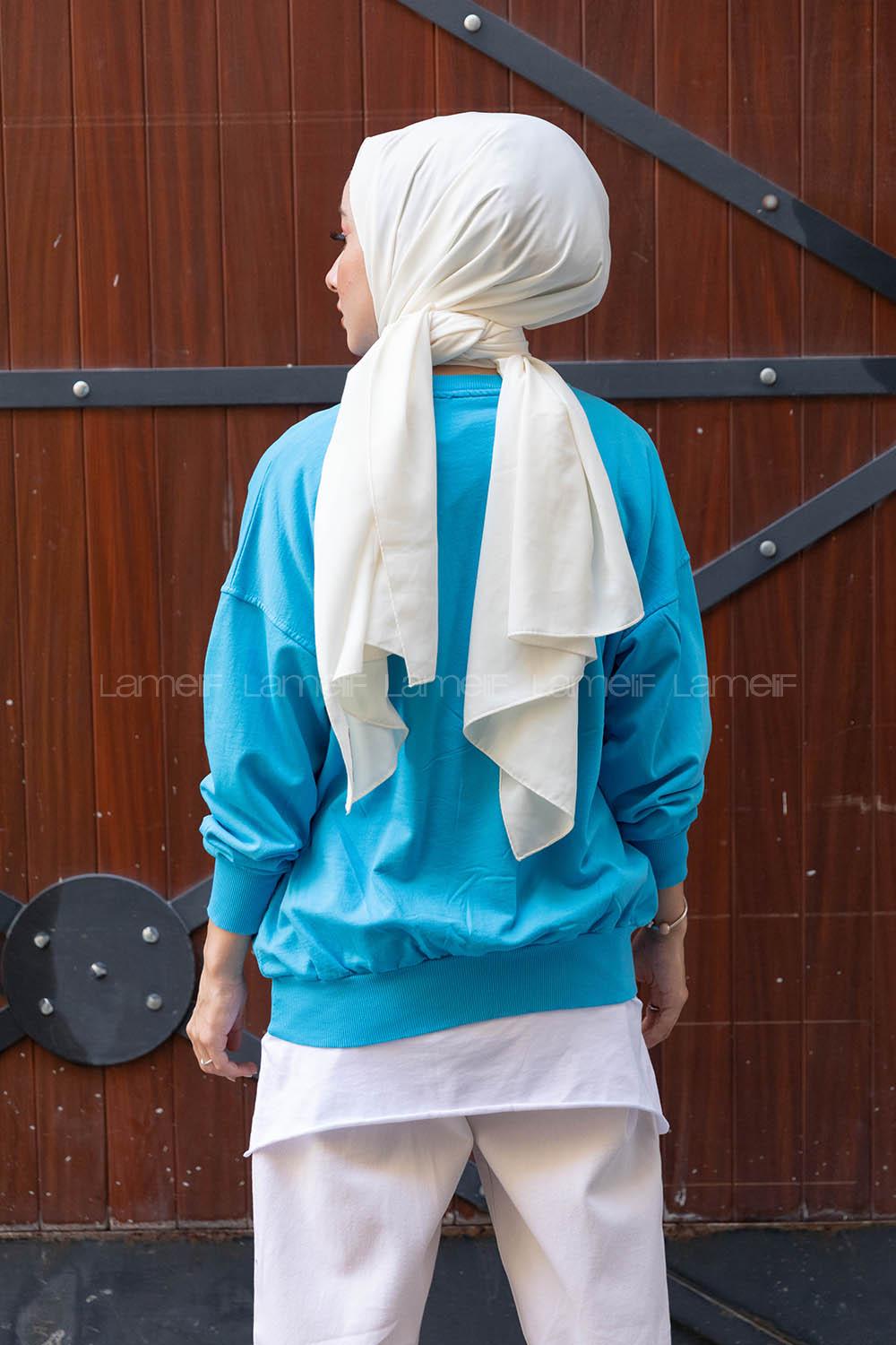 Modalamelif Coast Baskılı Sweatshirt Turkuaz