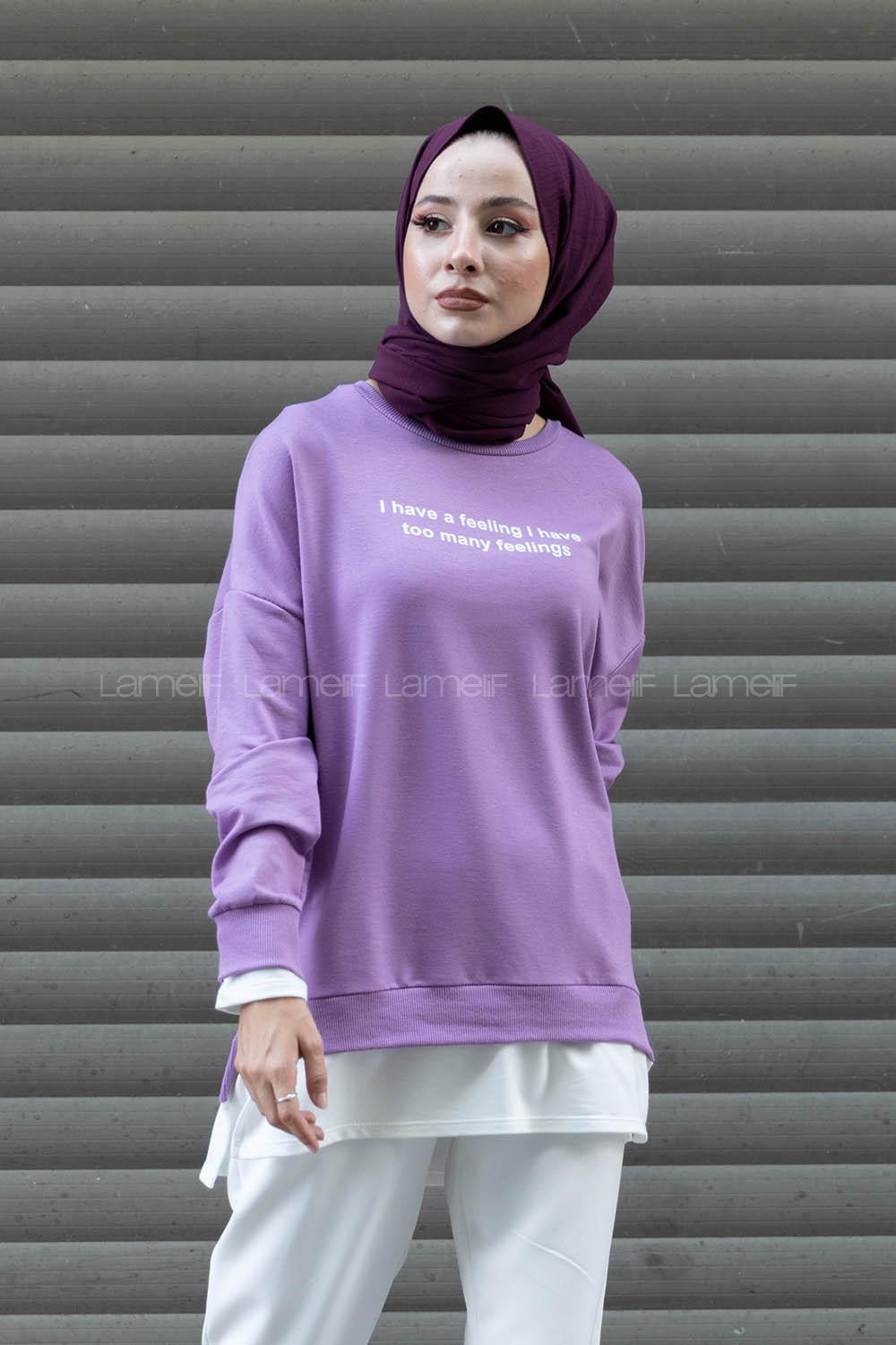 Modalamelif Etek Garnili Sweatshirt Lila