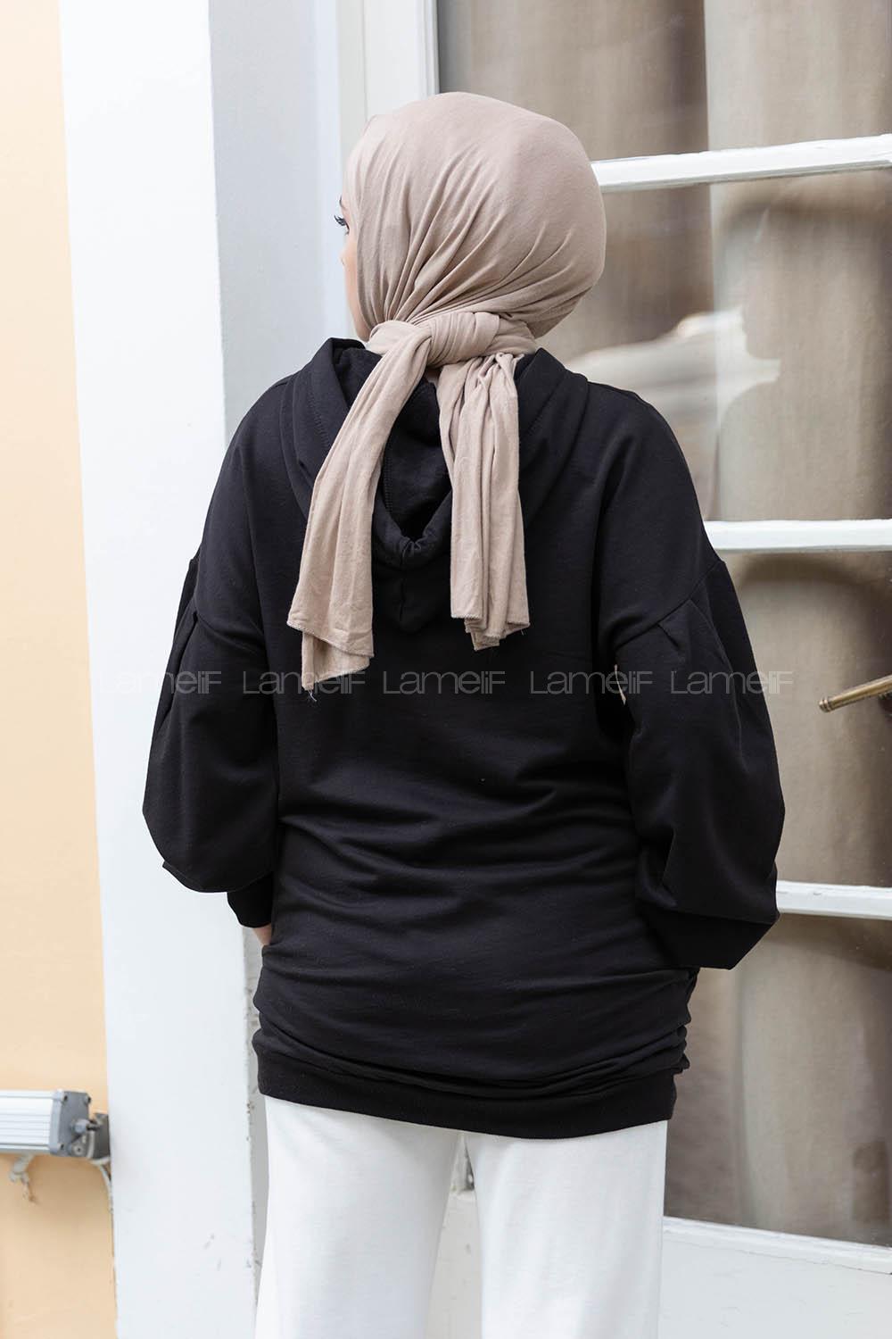 Modalamelif Kapşonlu Love Sweatshirt Siyah