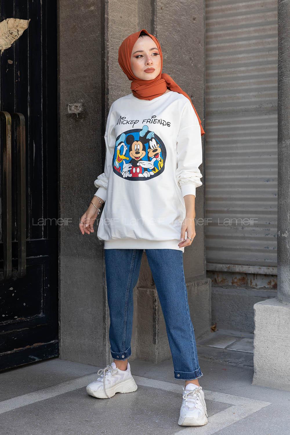 Modalamelif Mickey Friends Sweatshirt Beyaz
