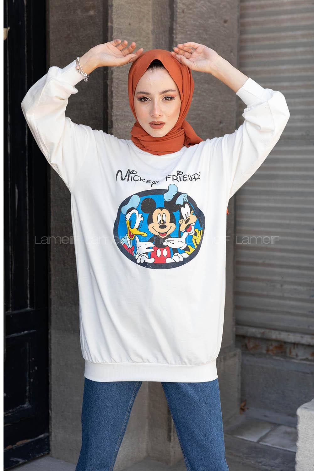 Modalamelif Mickey Friends Sweatshirt Beyaz