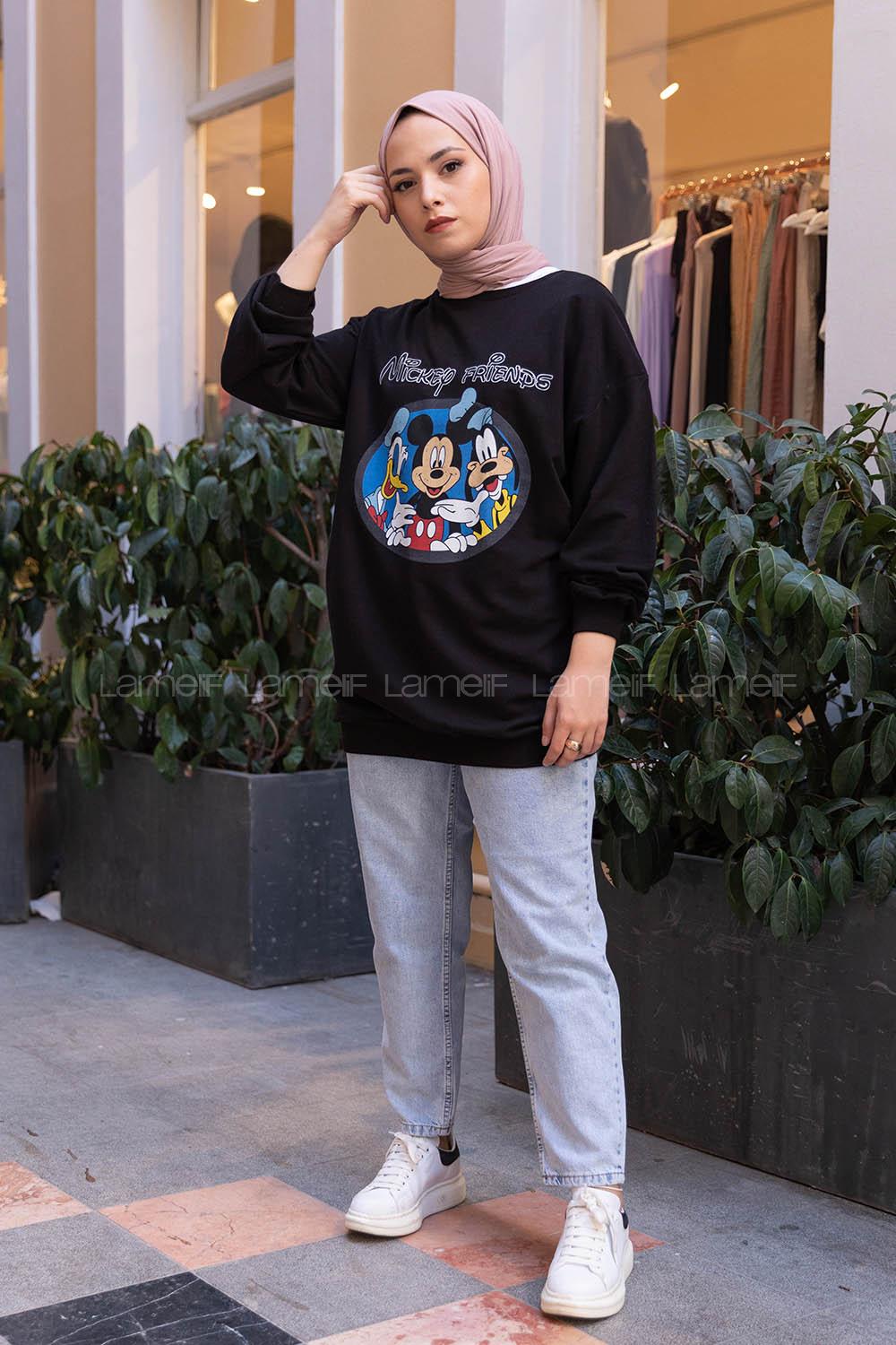 Modalamelif Mickey Friends Sweatshirt Siyah