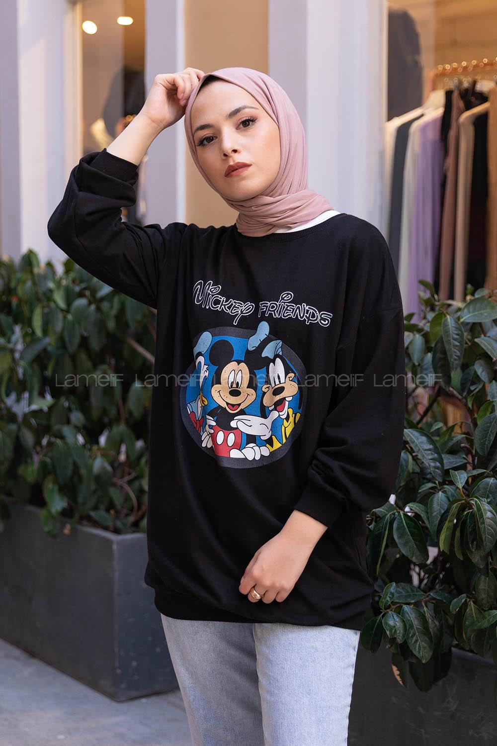 Modalamelif Mickey Friends Sweatshirt Siyah
