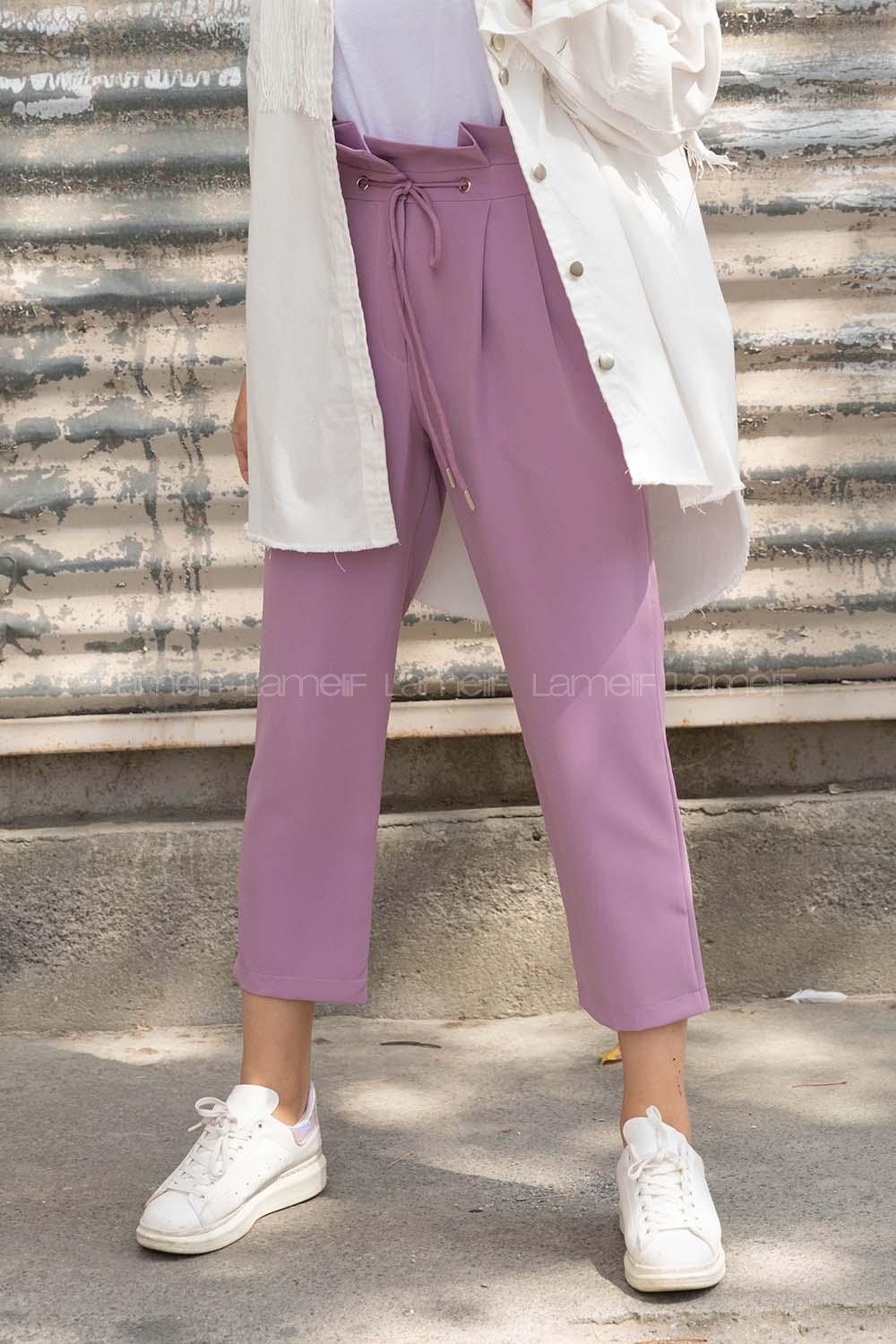 Modalamelif Pilelli Tunelli  Pantolon Lila