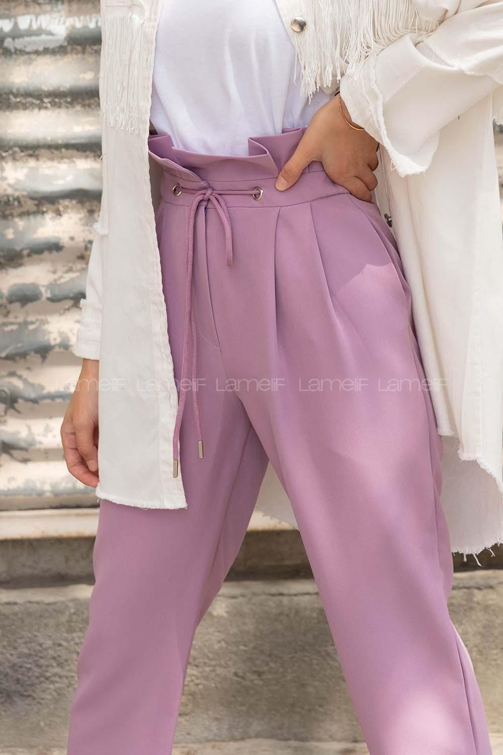 Modalamelif Pilelli Tunelli  Pantolon Lila