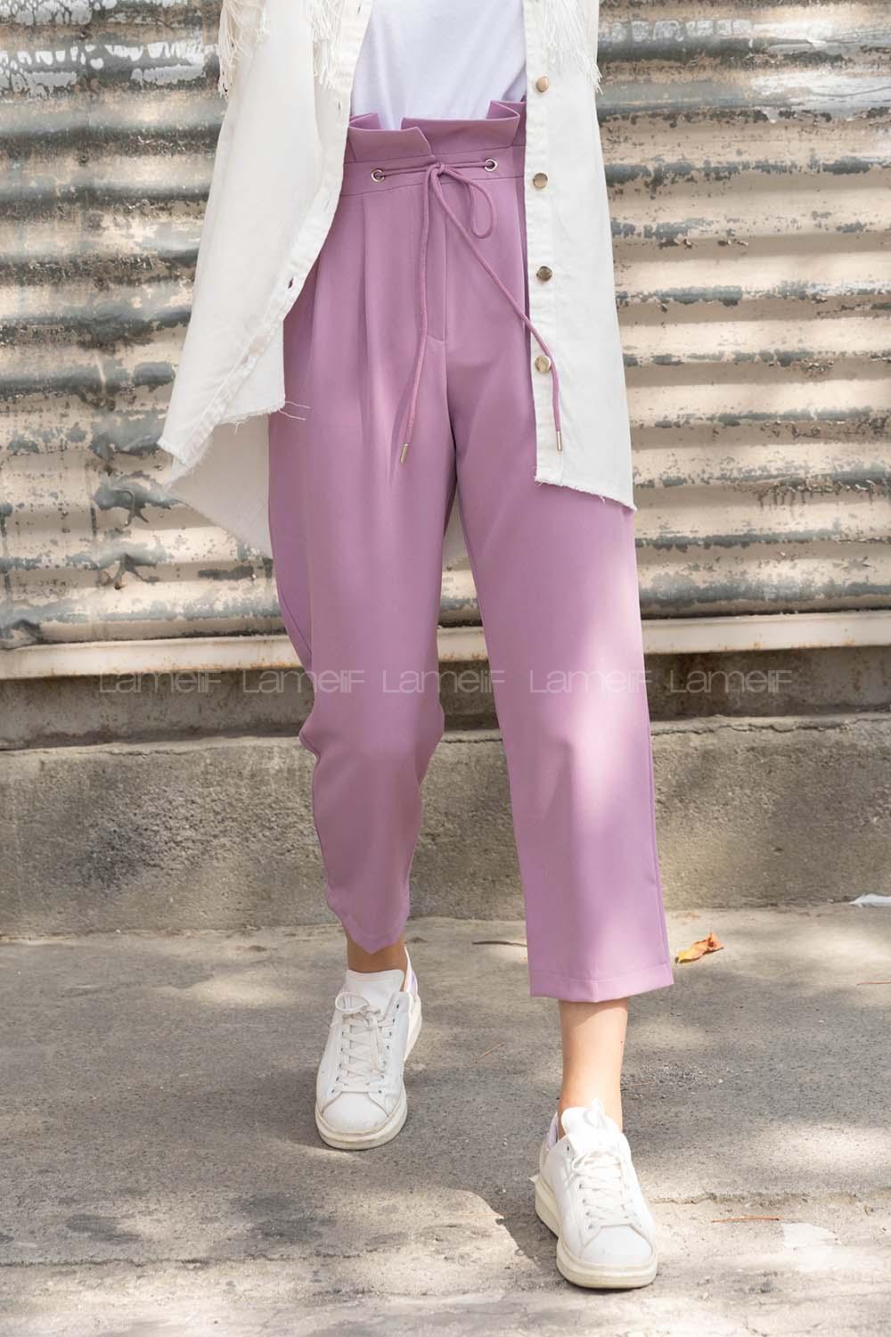 Modalamelif Pilelli Tunelli  Pantolon Lila