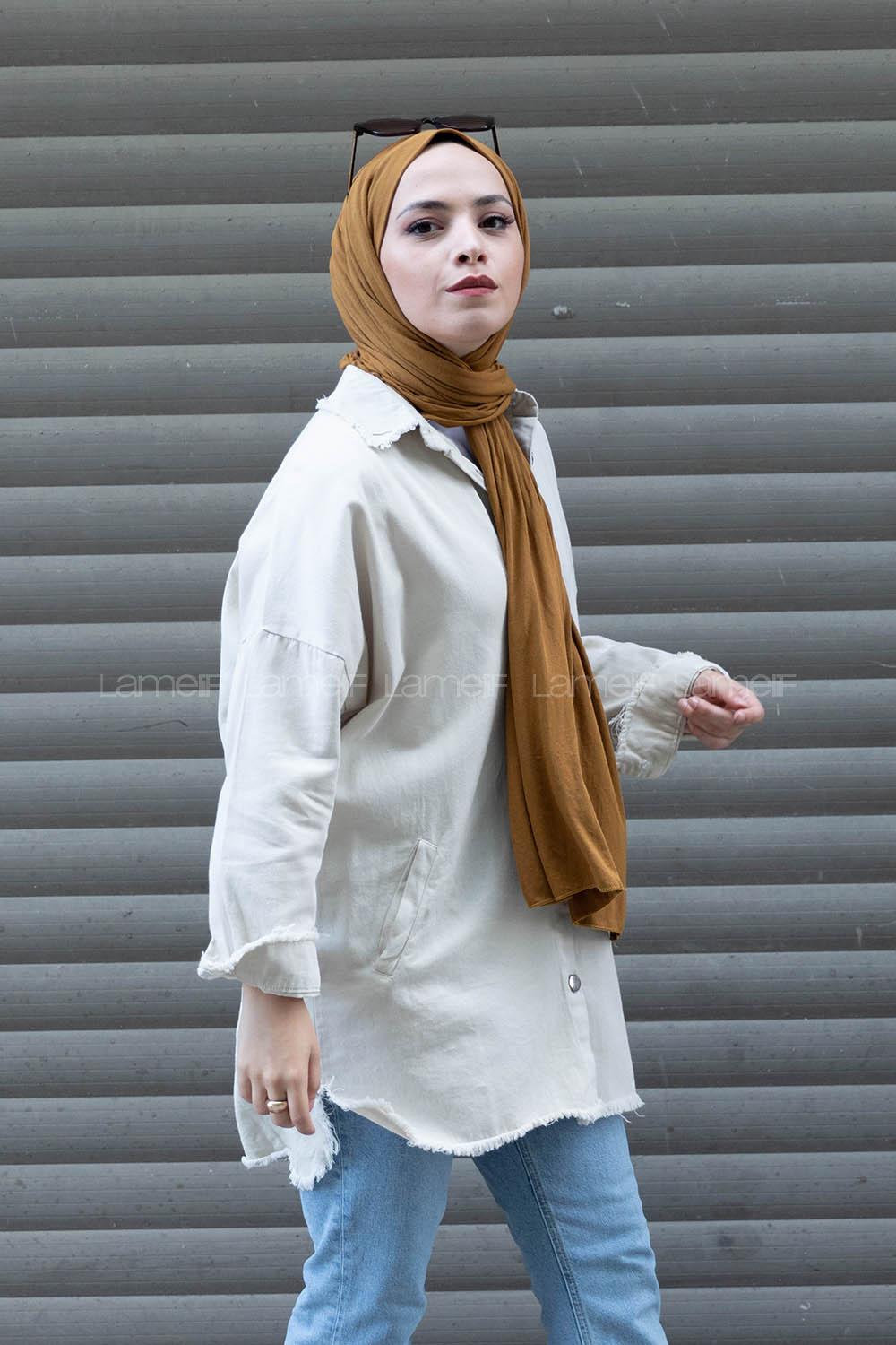 Modalamelif Yaka Yırtıklı Ceket Taş Rengi