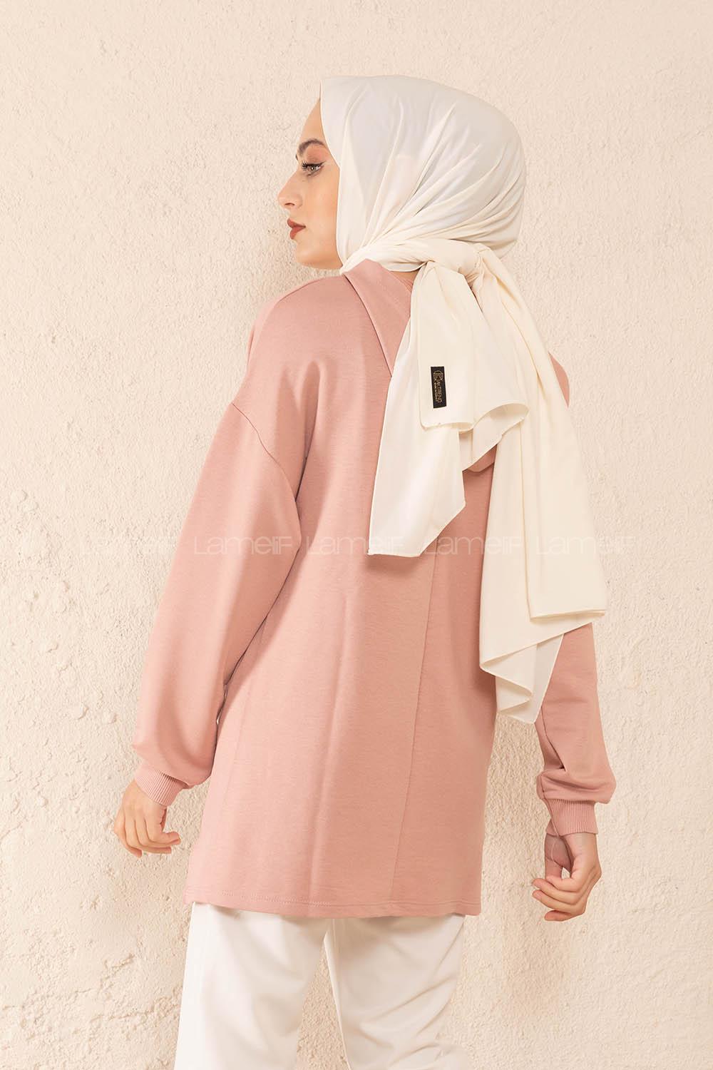 Modalamelif Brave Yazı Baskılı Sweatshirt Pudra